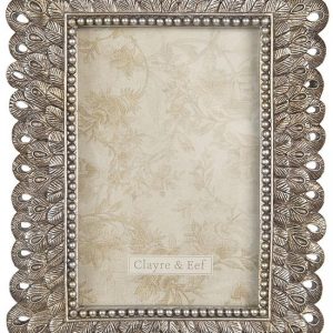 Clayre & Eef Fotolijst 17*2*22 cm / 10*15 cm Zilverkleurig Kunststof, Glas Rechthoek Bolletjes Fotokader Wissellijst Foto Frame
