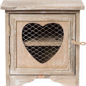Clayre & Eef Eierkastje 19*14*19 cm Bruin Hout Hartje Eierhouder