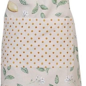 Clayre & Eef Keukenschort 70*85 cm Beige Geel Katoen Citroenen BBQ Schort Cadeau voor haar Kookschort