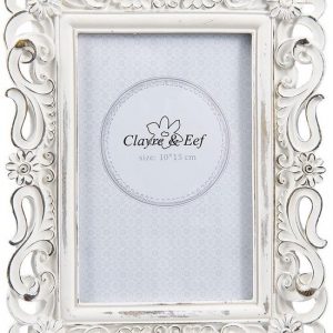 Clayre & Eef Fotolijst 17*2*22 cm / 10*15 cm Wit Kunststof Rechthoek Fotokader Wissellijst Foto Frame