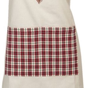 Clayre & Eef Keukenschort 70*85 cm Beige Rood Katoen Herten BBQ Schort Cadeau voor haar Kookschort