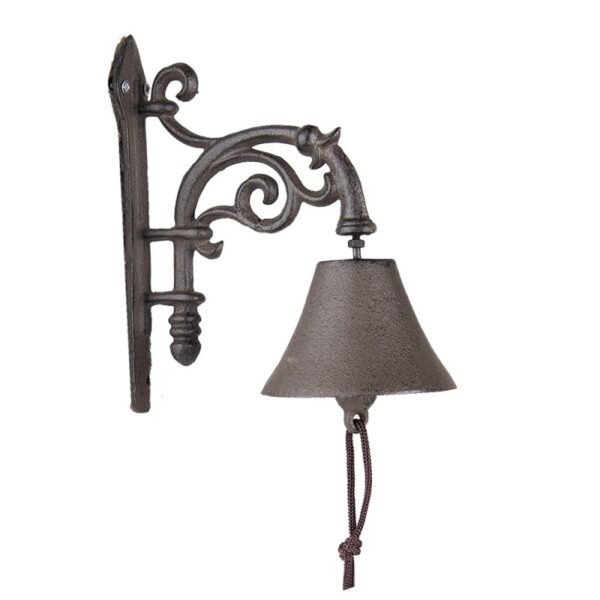 Clayre & Eef Ouderwetse Deurbel 10x18x19 cm Bruin Ijzer Tuinbel