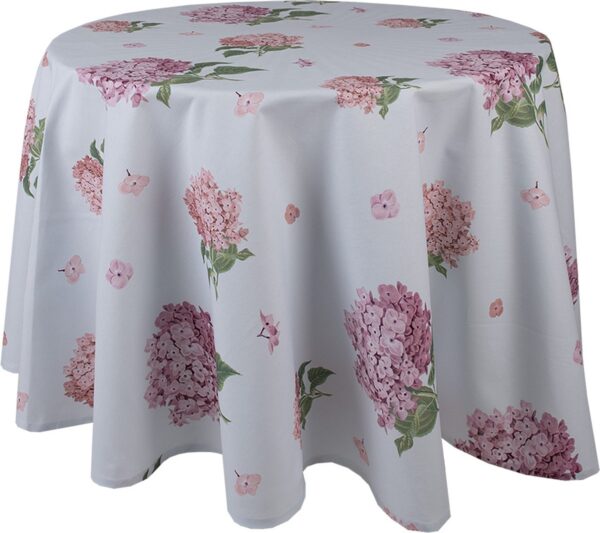 Clayre & Eef Tafelkleed Ø 170 cm Blauw Roze Katoen Rond Hortensia