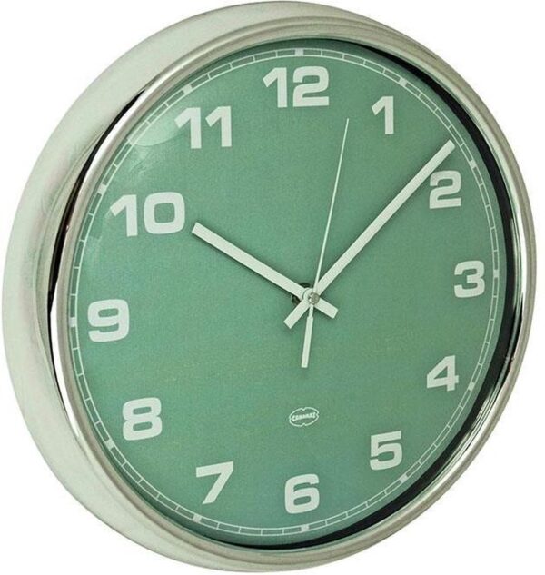 CABANAZ - klok, glas, plastic rand, doorsnede 30 cm, WALL CLOCK, groen