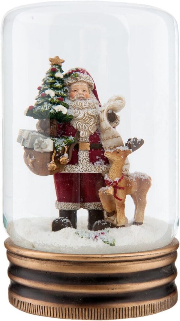 Clayre & Eef Sneeuwbol Kerstman Ø 5x9 cm Rood Glas Rond Snowglobe Kerstdecoratie Kerstversiering - Afbeelding 2