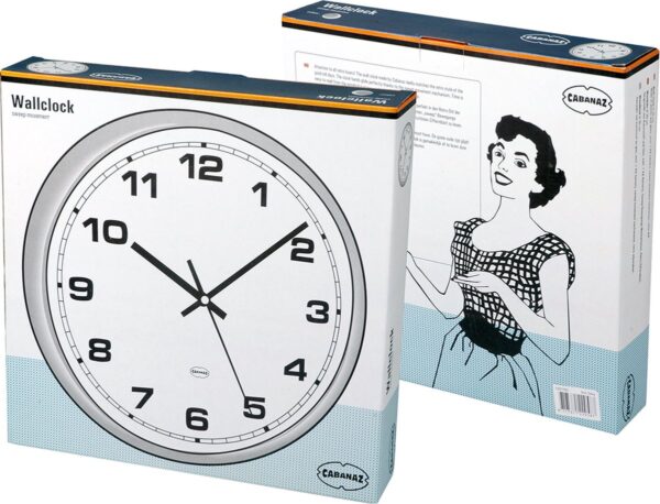 CABANAZ - klok, glas, plastic rand, doorsnede 30 cm, WALL CLOCK, rood - Afbeelding 5
