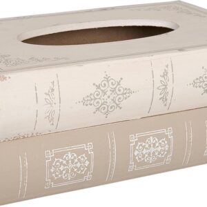 Clayre & Eef Tissue box 27x16x10 cm Beige Hout Rechthoek Boeken Tissuedoos Tissuehouder Zakdoekendoos