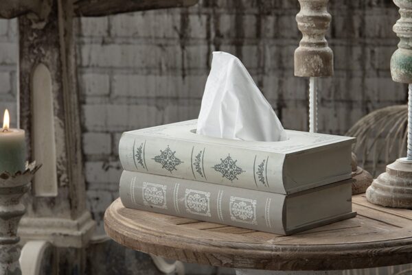 Clayre & Eef Tissue box 27x16x10 cm Beige Hout Rechthoek Boeken Tissuedoos Tissuehouder Zakdoekendoos - Afbeelding 2
