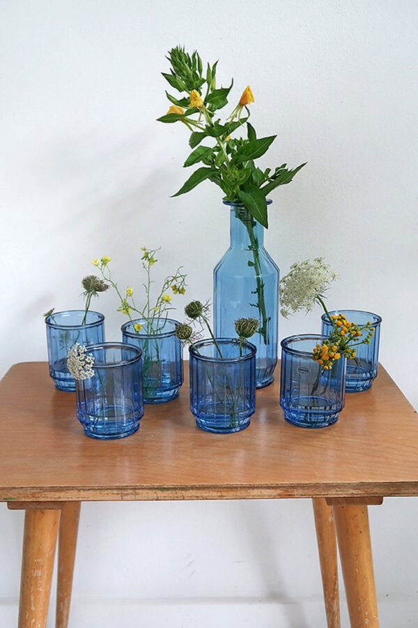CABANAZ - glazen, gerecycled glas, FACETA TUMBLER, 330ml, set/6, blauw - Afbeelding 4