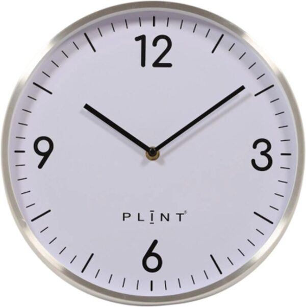 PLINT Retro Wandklok – 30 cm Doorsnede – Geborsteld Staal