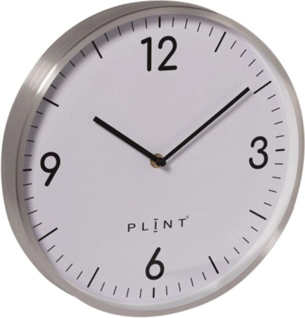 PLINT Retro Wandklok – 30 cm Doorsnede – Geborsteld Staal - Afbeelding 2