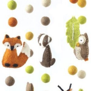 Mobiel Bosdiertjes - 21cm - Vilten Figuren - BeYoona - Fairtrade - Decoratie voor boven Bed, Box of als Babykamer Accessoire