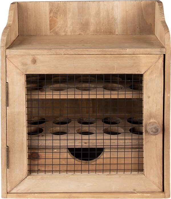 Clayre & Eef Eierkastje 30x14x36 cm Bruin Hout Ijzer Ovaal Eierhouder