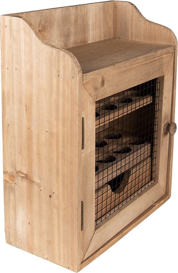 Clayre & Eef Eierkastje 30x14x36 cm Bruin Hout Ijzer Ovaal Eierhouder - Afbeelding 3