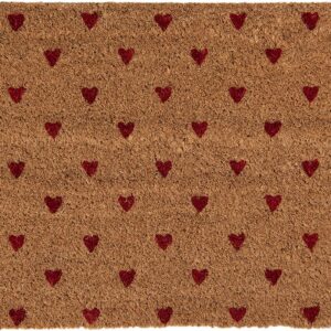 Clayre & Eef Deurmat 60x40 cm Bruin Kokosvezel PVC Hartjes