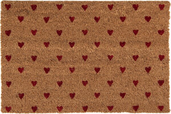 Clayre & Eef Deurmat 60x40 cm Bruin Kokosvezel PVC Hartjes
