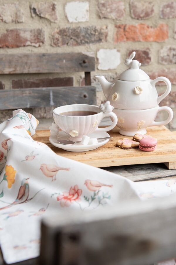 Clayre &amp;amp; Eef Tea for One 500 ml Roze Keramiek Konijn Theepot set - Afbeelding 3