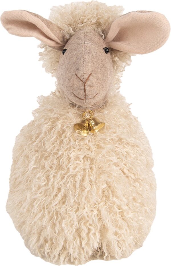 Clayre & Eef Deurstopper Schaap 20x21x28 cm Beige Stof