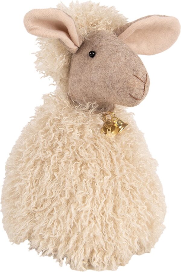 Clayre & Eef Deurstopper Schaap 20x21x28 cm Beige Stof - Afbeelding 2