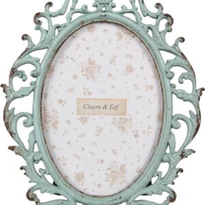 Clayre & Eef Fotolijst 9x13 cm Groen IJzer Glas Ovaal Fotokader
