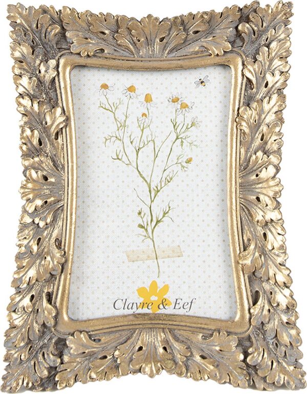 Clayre & Eef Fotolijst 10x15 cm Goudkleurig Kunststof Glas Fotokader Wissellijst Foto Frame