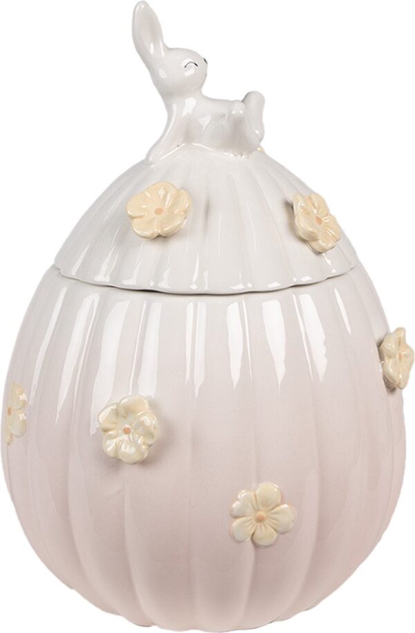 Clayre & Eef Voorraadpot Ei Ø 16x23 cm Roze Keramiek Ovaal - Afbeelding 4