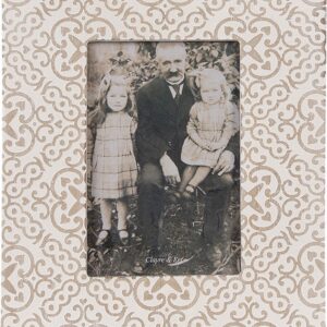 Clayre & Eef Fotolijst 10x15 cm Wit Beige Hout Glas Rechthoek Fotokader