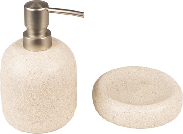 Clayre & Eef Zeepbakje Ø 11x3 cm Beige Keramiek Rond Zeephouder - Afbeelding 3