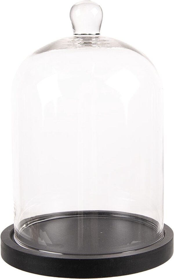 Clayre & Eef Stolp Ø 15x21 cm Transparant Glas Hout Rond Glazen Stolp