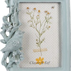 Clayre & Eef Fotolijst 10x15 cm Blauw Kunststof Glas Fotokader Wissellijst Foto Frame
