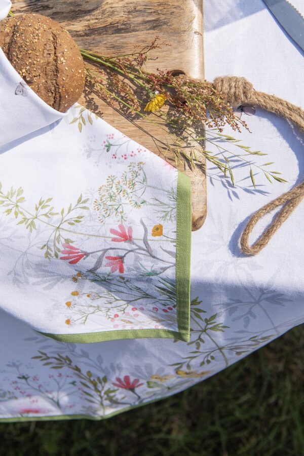Clayre & Eef Tafelkleed 100x100 cm Wit Katoen Bloemen Tafellaken - Afbeelding 9