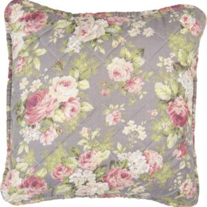 Clayre & Eef Kussenhoes 40x40 cm Grijs Groen Polyester Katoen Vierkant Sierkussenhoes