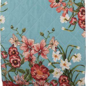 Clayre & Eef Bedsprei 140x220 cm Blauw Roze Katoen Polyester Rechthoek Bloemen Sprei