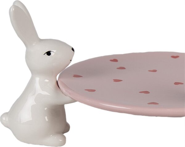 Clayre & Eef Decoratie schaal 24x23x12 cm Roze Wit Keramiek Konijnen - Afbeelding 5