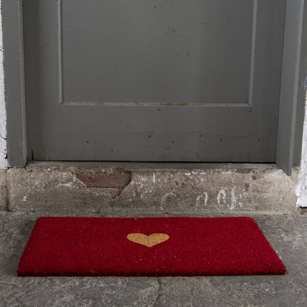 Clayre & Eef Deurmat 75x45 cm Rood Kokosvezel Rubber Rechthoek Hart Kokosmat Mat Schoonloopmat - Afbeelding 2