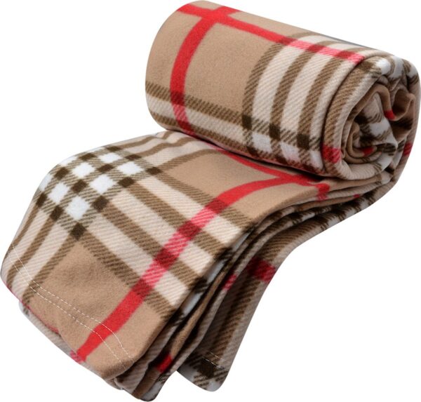 Clayre & Eef Plaid 180x200 cm Beige Polyester Ruiten Deken - Afbeelding 2
