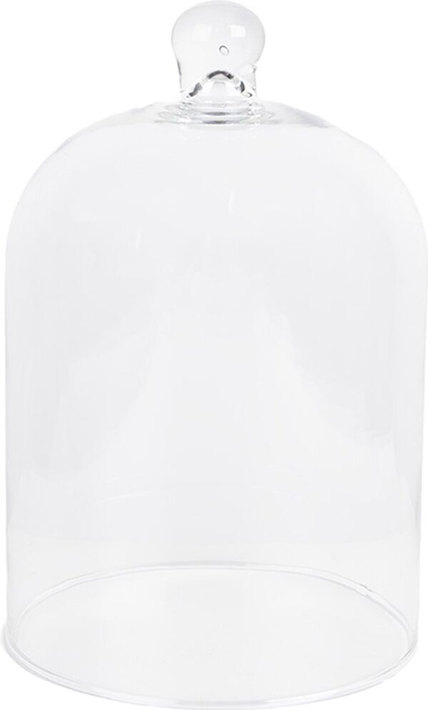 Clayre & Eef Stolp Ø 15x21 cm Transparant Glas Hout Rond Glazen Stolp - Afbeelding 4