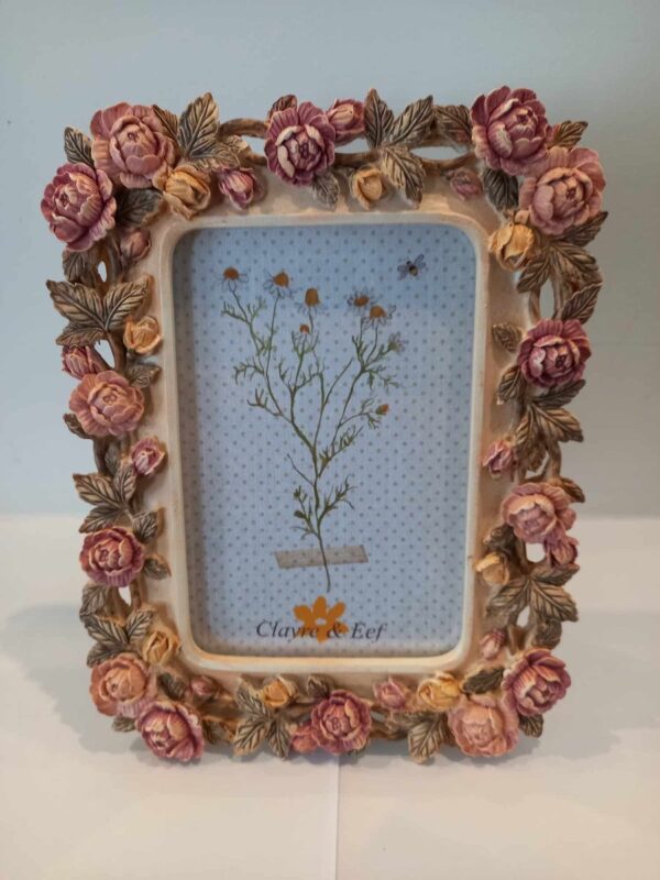 Clayre & Eef Fotolijst 10x15 cm Roze Kunststof Glas Roosjes Fotokader - Afbeelding 7