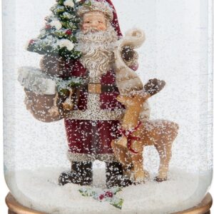 Clayre & Eef Sneeuwbol Kerstman Ø 5x9 cm Rood Glas Rond Snowglobe Kerstdecoratie Kerstversiering