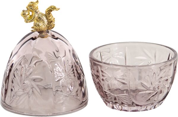 Clayre & Eef Glazen potje Ø 10x18 cm Roze Glas Ovaal Eekhoorn Potje Voorraadpot - Afbeelding 2