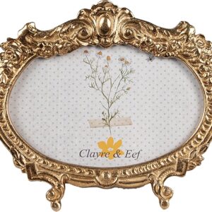 Clayre & Eef Fotolijst 10x15 cm Goudkleurig Kunststof Glas Ovaal Fotokader
