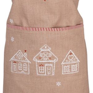 Clayre & Eef Keukenschort 70x85 cm Bruin Katoen Gingerbread house