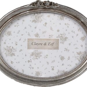 Clayre & Eef Fotolijst 15x10 cm Zilverkleurig Kunststof Glas Ovaal Fotokader