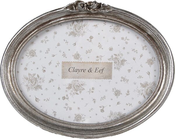 Clayre & Eef Fotolijst 15x10 cm Zilverkleurig Kunststof Glas Ovaal Fotokader
