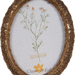 Clayre & Eef Fotolijst 13x18 cm Goudkleurig Kunststof Glas Ovaal Fotokader