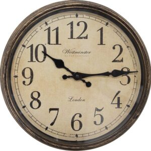 Clayre & Eef Wandklok Ø 30x4 cm Bruin Kunststof Glas Westminster Clock Company London Muurklok