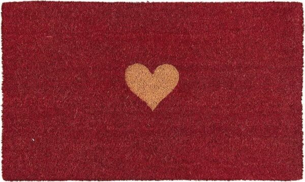 Clayre & Eef Deurmat 75x45 cm Rood Kokosvezel Rubber Rechthoek Hart Kokosmat Mat Schoonloopmat