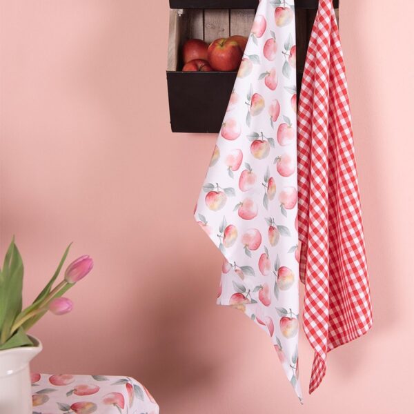 Clayre & Eef Theedoek 50x70 cm Rood Wit Katoen Ruit Keukenhanddoek - Afbeelding 4