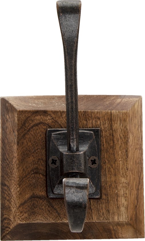 Clayre & Eef Wandhaak 10x11x16 cm Bruin Hout Metaal Kapstok