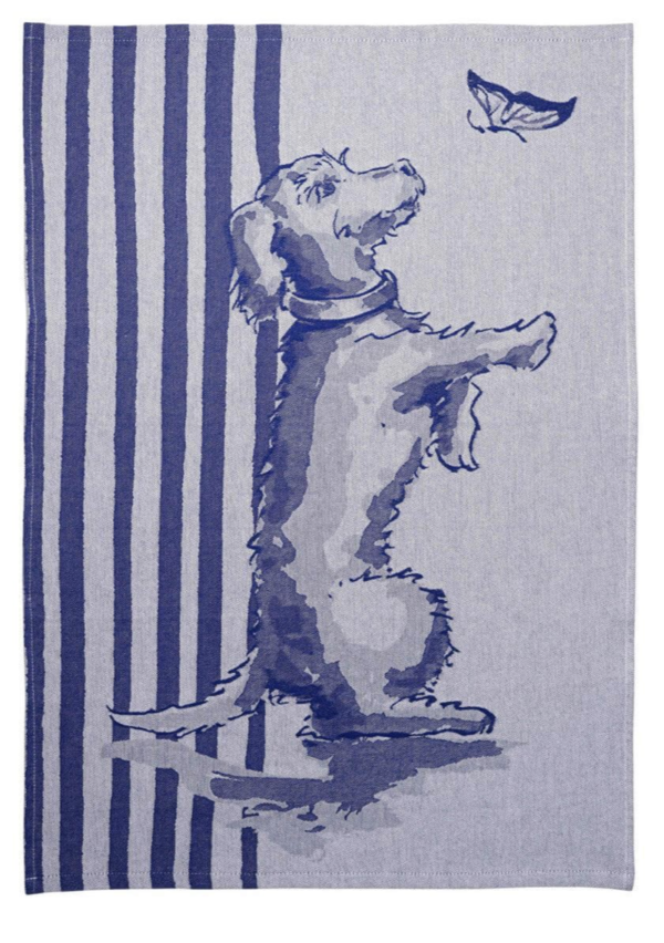 Heinen Delfts Blauw - Theedoek Teckel Nhaan - Strepen - Katoen - 50x70 cm